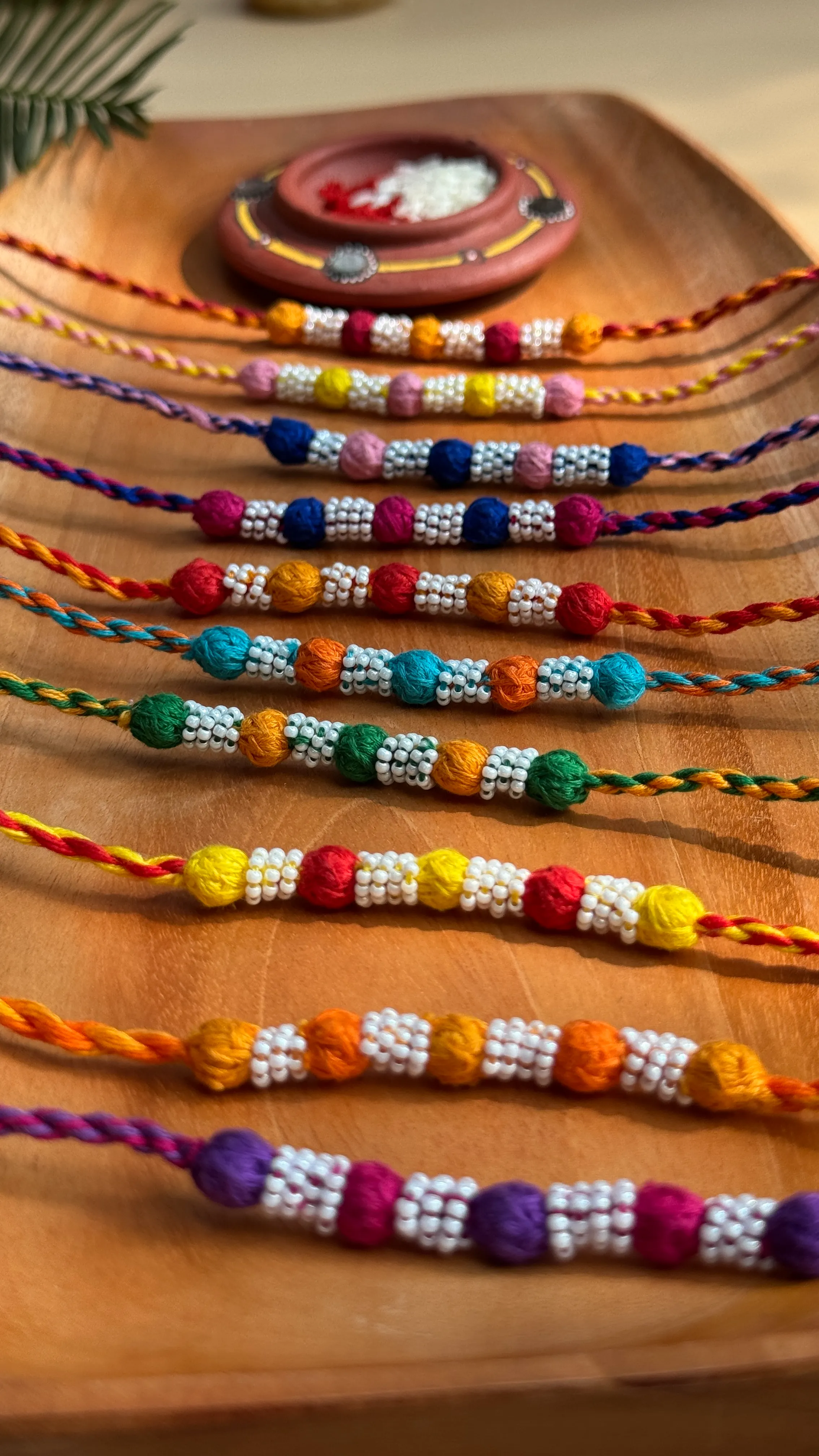 Elegant Indian rakhi threads arranged aesthetically